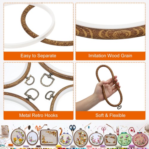 4inch Embroidery Hoops, 15Pcs Circle Frame Cross Stitch Hoop Ring - Imagen 3 de 8