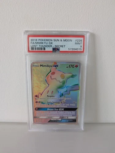 Pokémon TCG Mimikyu GX 226/214 Lost Thunder Secret Rare Full Art Holo PSA 9