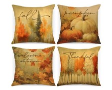 Fall Throw Pillow Covers 20X20 Inches Set of 4 for Fall Harvest / Thanksgiving