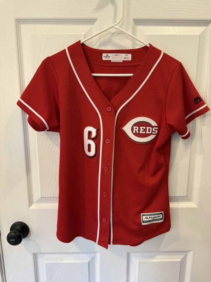 Camiseta para mujer Majestic Cincinnati Reds Billy Hamilton #6 Cool Base MLB talla M Foto 2 de 4