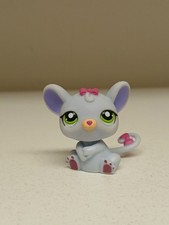 Littlest Pet Shop Authentic  1560 Light Blue Rat Mouse Magenta Pink Bow LPS