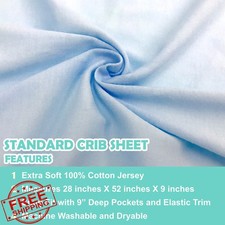 TL Care Blue Jersey Fitted Crib Sheet 28"x52" Cotton Toddler
