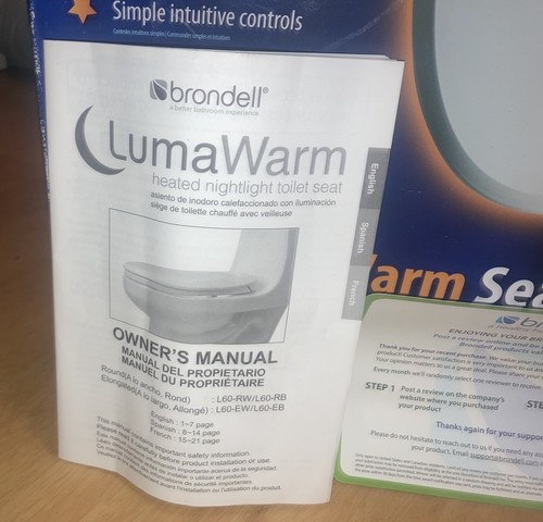 Brondell L60-EW LumaWarm Elongated Toilet Seat - White - Picture 7 of 11
