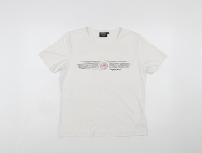 Canyon Damen weiß Strass Logo Kurzarm Stretch T-Shirt Größe 10