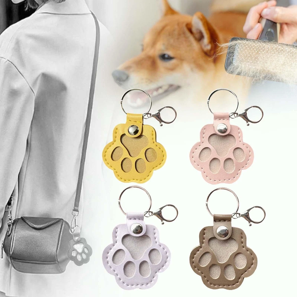Set 4 Portachiavi Con Palline Di Pelo Di Gatto – Simpatici Ciondoli In Peluche E Pelle PU – Multicolore 8 Cm