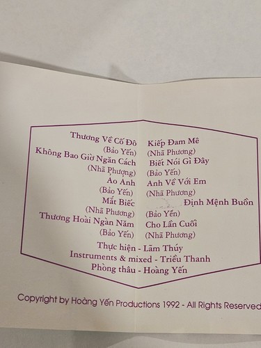 Vintage Vietnamese Cassette, Bao Yen, Nha Phuong - Picture 5 of 7