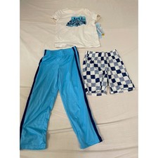 Cat Jack Boys 3-Piece Pajama Set Race Car Graphic Tee Pants Shorts Blue XS 4/5
