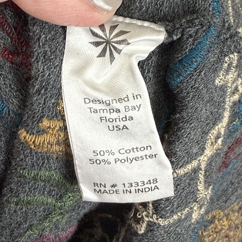 CAITE Anthropologie Gray Embroidered Open Jacket Cardigan Boho Euc Sz Large - Picture 6 of 8