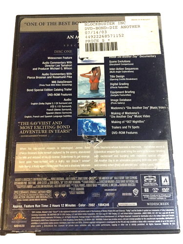 Die Another Day 007 DVD Special Edition / Ships Same Day With Tracking - Picture 3 of 3