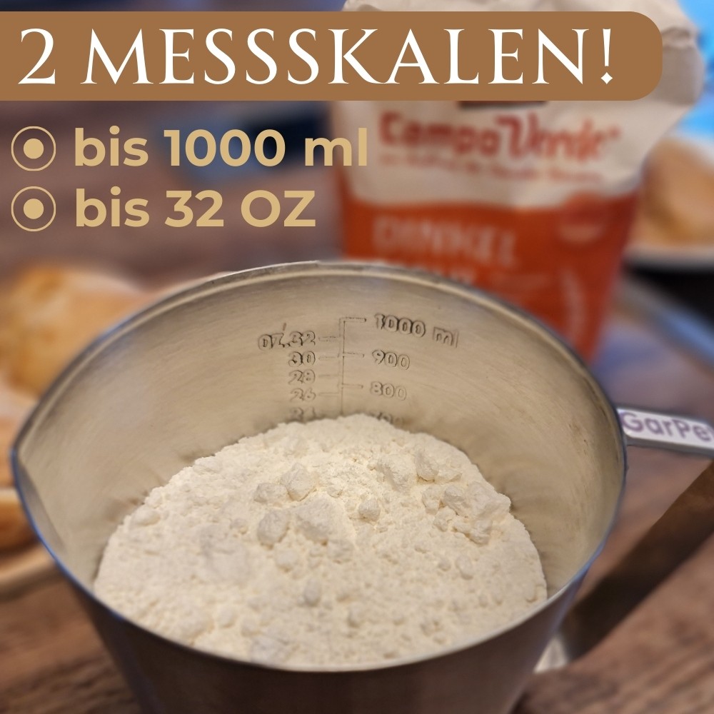 Messbecher Edelstahl 1l Cocktail Meßbecher Litermaß spülmaschinenfest 1000 ML 