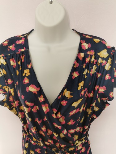 Uttam Boutique 16 Stretch Wrap Dress Blue Yellow Pink Animal Print - Bild 4 von 10