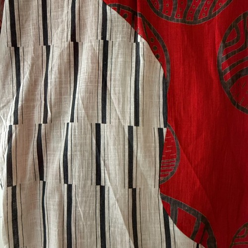 Blusa tunica Monna Lisa rossa grigia stampa geo 100% cotone Lagenlook India donna XL - Foto 8 di 13