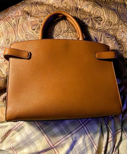 Michael Kors MK Leather Tote Shoulder Bag Purse Tan Gold Medium - Picture 7 of 14