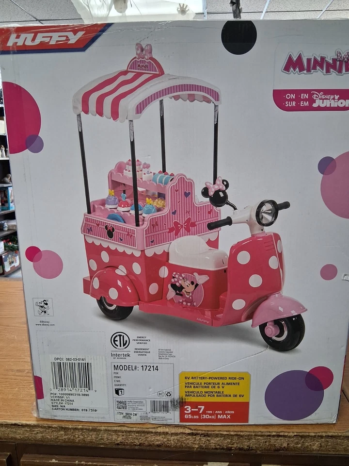 Carro de panadería a batería Minnie Mouse 6V con juego de hornear, edades 3-7, rosa Foto 2 de 2
