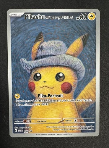 Pokemon x Van Gogh Museum Grey Felt Hat Pikachu Black Star Promo SVP 085