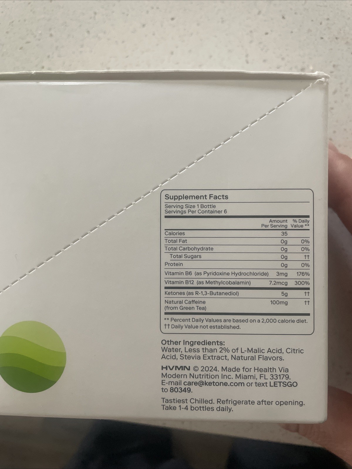 Ketone-IQ Energy Shots with Caffeine, 2FL Oz, 6-Pack Green Apple