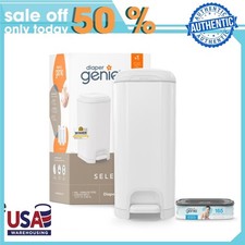 Diaper Genie Select Pail, Stainless Steel, 1 Diaper Pail,1 Square Refill-165 Ct