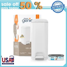 Diaper Genie Select Pail, Stainless Steel, 1 Diaper Pail,1 Square Refill-165 Ct