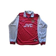 Genuine Vintage L / XL Nike ARSENAL 1998 Home Shirt Jersey Red JVC 98/99 Kit JVC