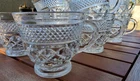 10 Vintage Anchor Hocking Wexford Punch Cups Clear Pressed Glass Diamond Star