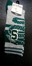 BioWorld Harry Potter Slytherin Rugby Green Stripe Crew Socks, 10-13 New w Tag