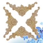 4Pcs Solid Wood Corner Onlay Applique Cabinet Door Corner for Furniture Crafting