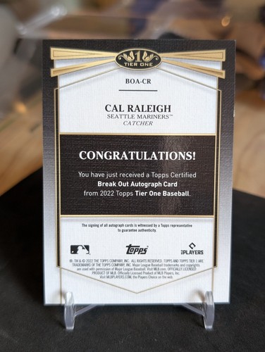 Cal Raleigh Rookie Auto 2022 Topps Tier One Break Out #/249 Big Dumper Mariners  - Picture 3 of 11