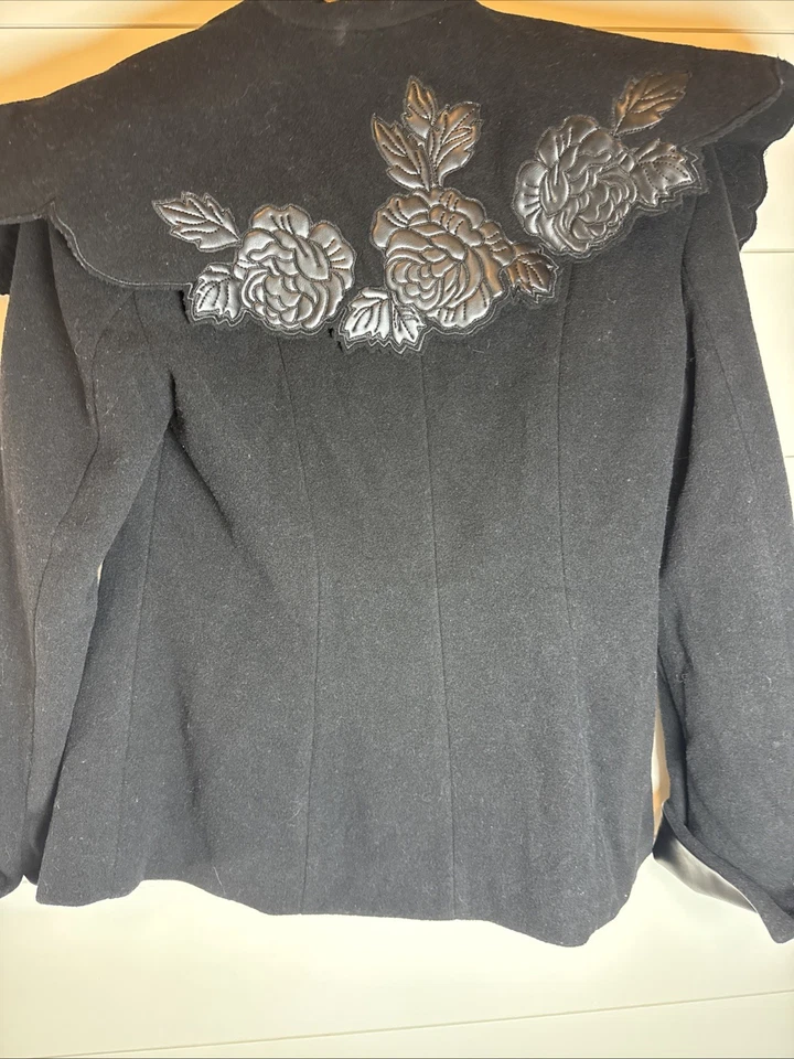 Abrigo Chaqueta DE Colección newport news Talla 8 Doble Pecho MEZCLA LANA Cuello Grande FLORAL Foto 3 de 4