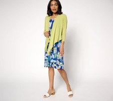 Susan Graver Women's Plus Sz Dress 1X Passport Regular Multi-colored A692196