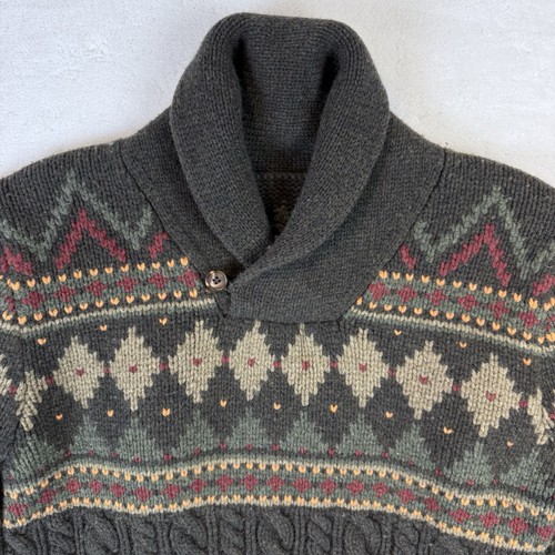 Deutscher Wollpullover mit Zopfmuster Schalkragen Größe M - Bild 2 von 11