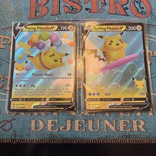 Surfing Pikachu V 008/025 and  Flying 006/025Holo Rare V Celebrations Pokemon