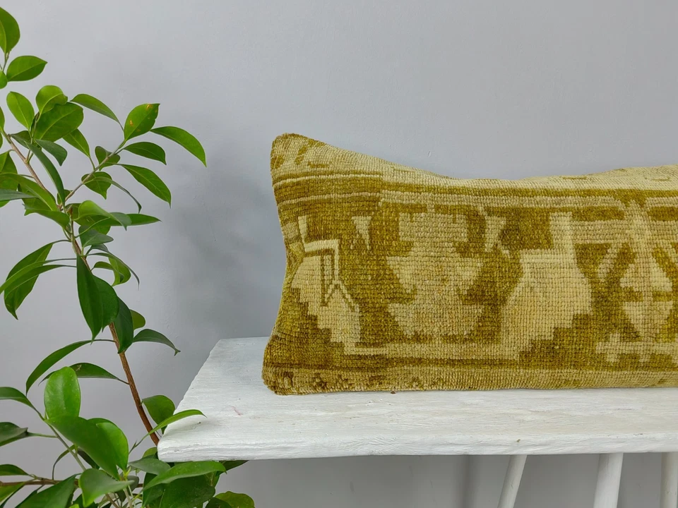 LONG BOLSTER PILLOW TURKISH RUG PILLOW LONG BED PILLOW LONG LUMBAR PILLOW DECOR - Image 3 of 4