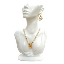 White Resin Jewelry Mannequin Bust Necklace Display Earring Pendant Chain Dis...