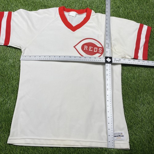 Vintage Cincinnati Reds Sand Strick Trikot Herren Large Made in USA 1980er weiß MLB - Bild 15 von 18