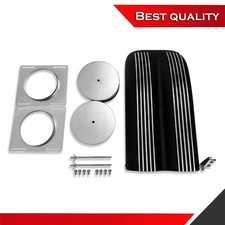 Finned Aluminum Dual Carbs 4 Bbl Shotgun Black Air Hood Scoop Intake