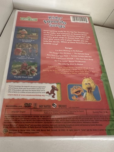 Sesame Street-Kids Favorite Songs (Sony Wonder-CTW-DVD) Elmo, The Count-EXC - Imagen 2 de 2