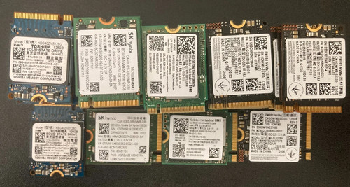LOT OF 10, 128GB OEM Mixed Brand M2 2230 NVMe Internal SSDs - Working Pull