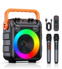 Karaoke Machine with 2 Wireless Microphones,Portable Bluetooth 5.1 Speaker Light