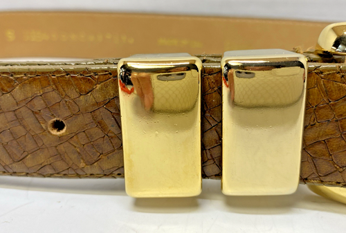 DONCASTER GENUINE LEATHER BROWN WOMEN BELT SZ S 1154 2446 Reptile Like Surface - Picture 6 of 16