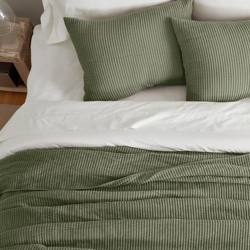Cotton Coverlet Set King Size 3 Pieces, Lightweight Soft Ribbed Matelassé Bed... - Picture 8 of 9
