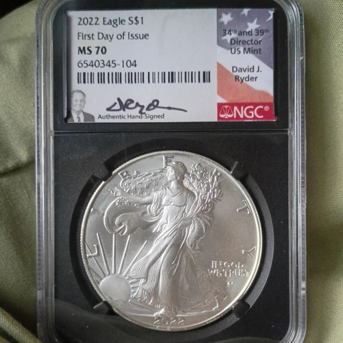 2022 (W) $1 American Silver Eagle NGC MS70 FDI Michael Gaudioso Flag item#16