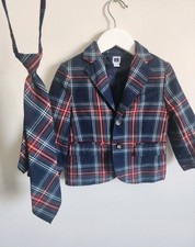 Janie and Jack Boys Holiday Tartan Plaid Jacket 100 Wool Blazer Size 18-24