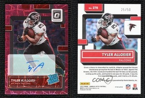 2022 Donruss Optic Rated Pink Velocity Prizm /50 Tyler Allgeier Rookie Auto RC