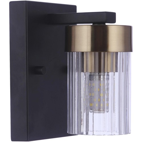 Craftmade 11805FBSB1 Bond Street Wall Sconce Flat Black/Satin Brass