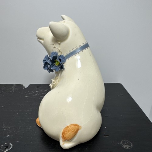 Vintage Pair Lefton Ceramic Pig with Blue Flowers Free Shipping - Picture 6 of 17