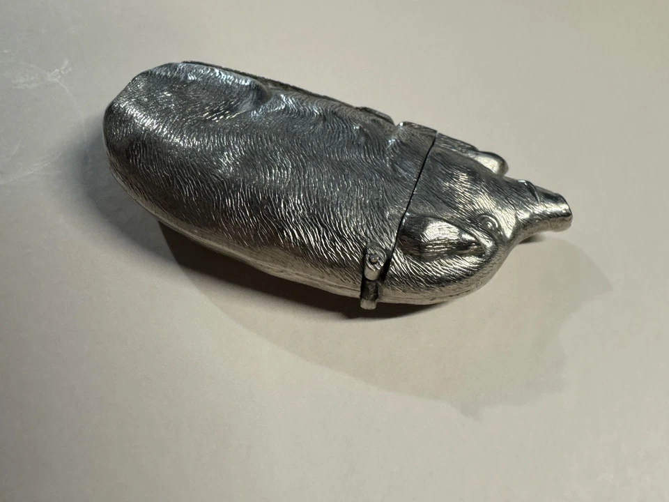 Antiguo jabalí victoriano plateado Vesta caja fuerte rara y única coleccionable Foto 4 de 4