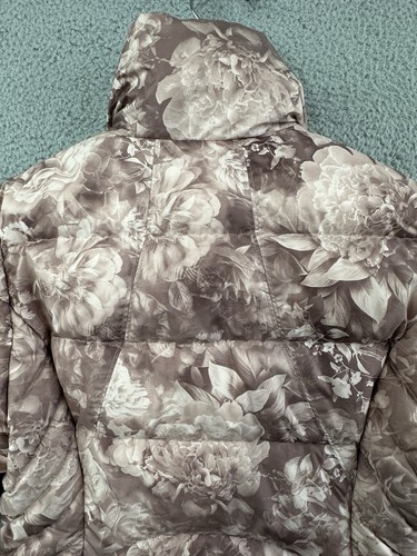 Athleta Downtown Puffer Jacket Womens Small Floral Pink Mauve Full Zip Down Fill - Picture 7 of 16