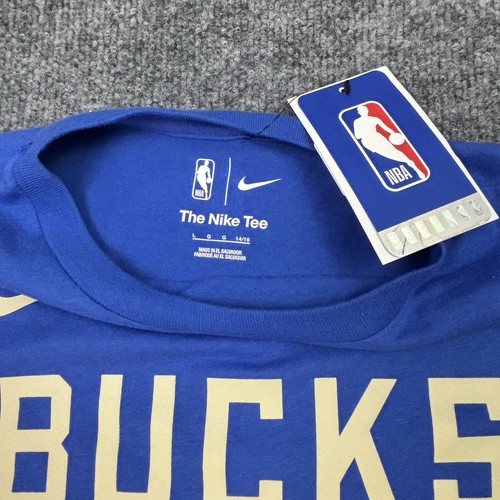 Giannis Antetokounmpo Milwaukee Bucks Nike City T-Shirt Jersey Large 14/16 NWT - Picture 10 of 17