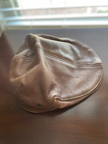 Unbranded Mens Brown Leather Rustic Old School Newsboy Flat Cap Size X-Large - Picture 2 of 8
