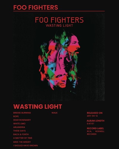 Foo Fighters Album Poster Set (11x A4 Prints) | Tracklist Wall Art | Music Gift  - Picture 9 of 11